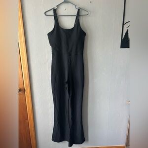 Wilo the Label Black Ribbed Flare Jumpsuit Size Large